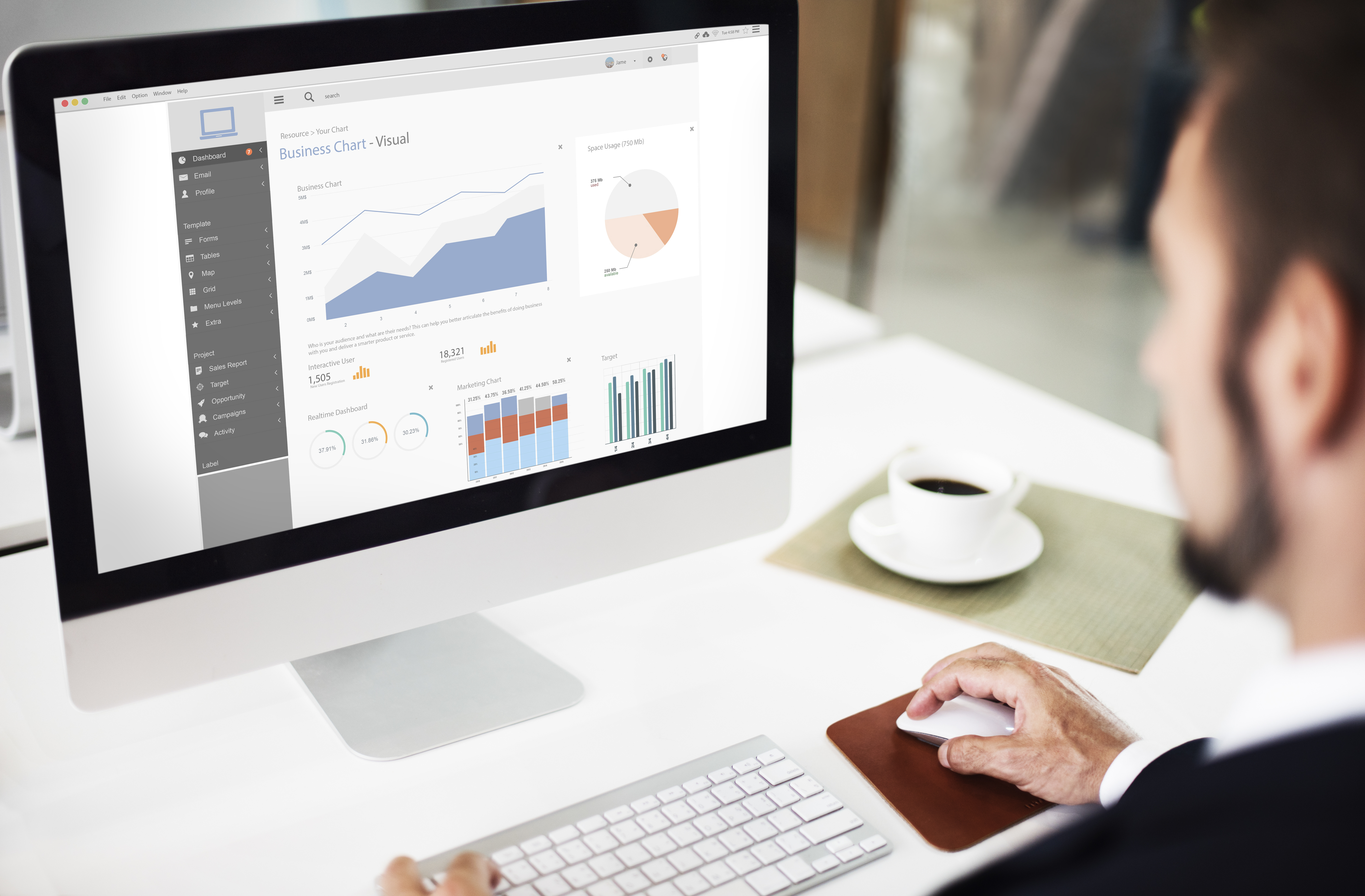 Digital marketing campaign dashboard and performance metrics